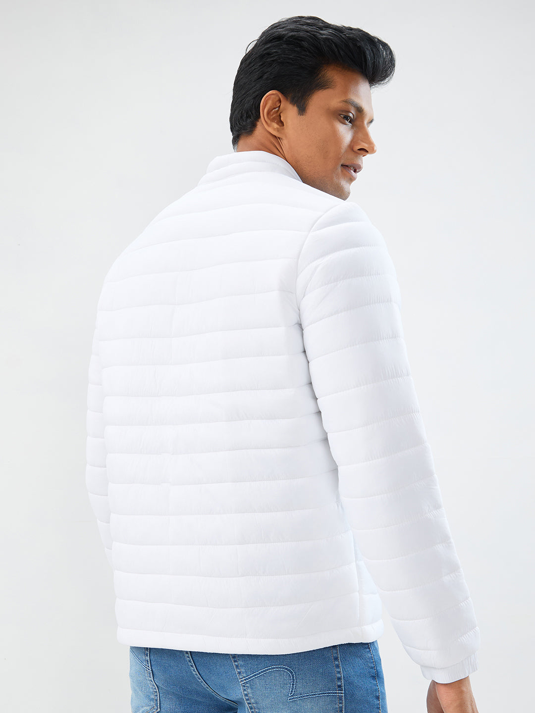 Men Jacket White Straight Fit