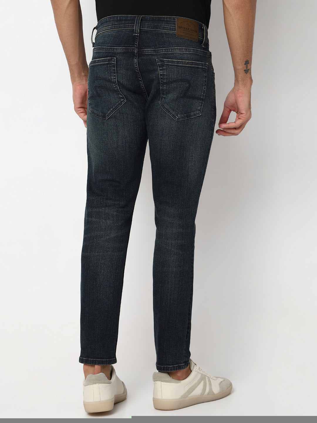Spykar Vintage Blue Mid Rise Slim Fit Casual Jeans For Men