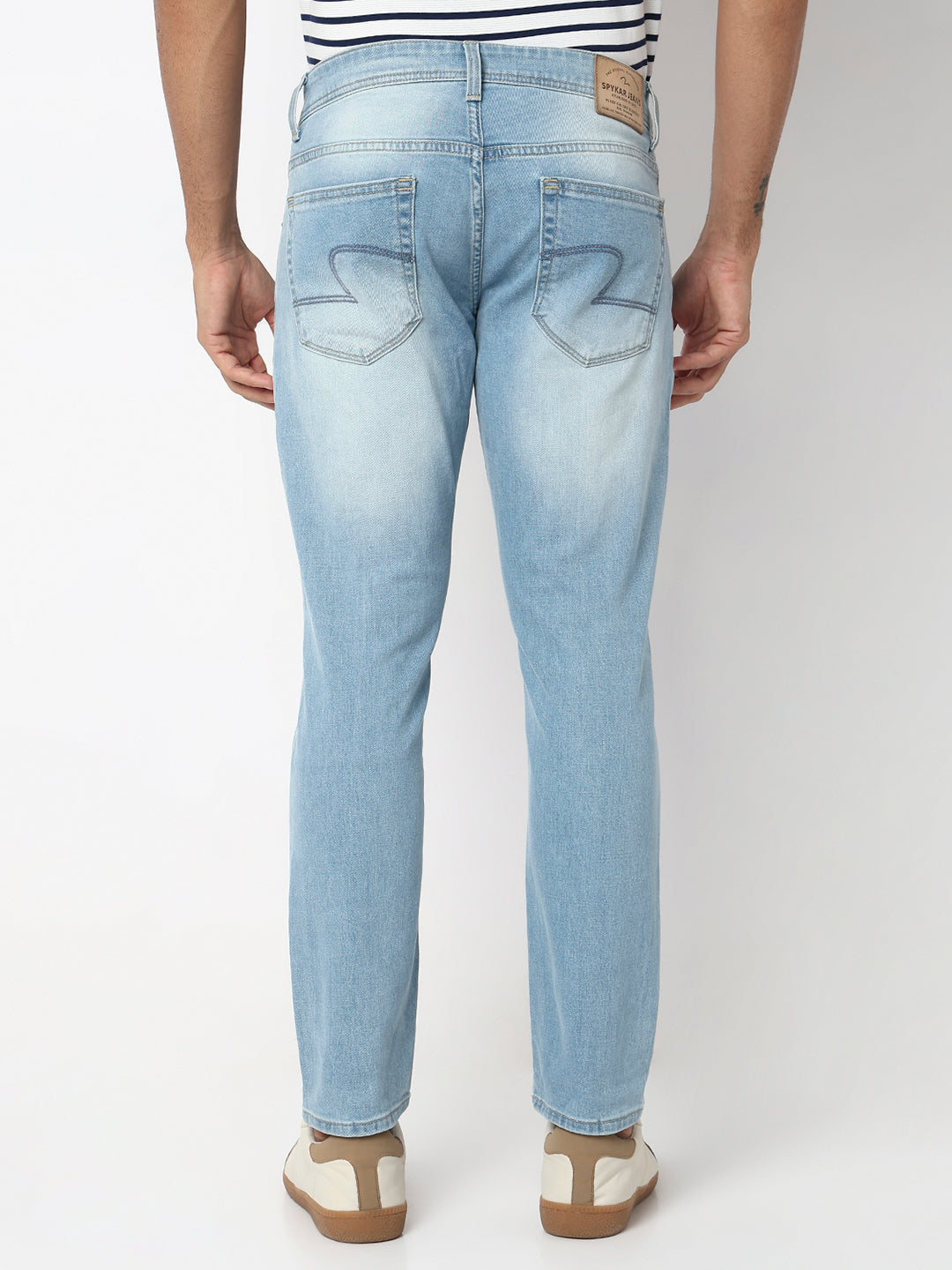 Spykar Light Blue Mid Rise Slim Fit Casual Jeans For Men