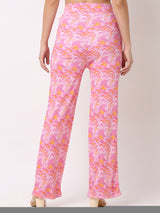 Women Trouser Tapered Leg Pink High Rise