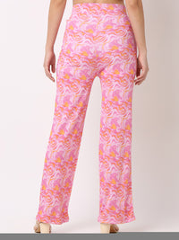 Women Trouser Tapered Leg Pink High Rise