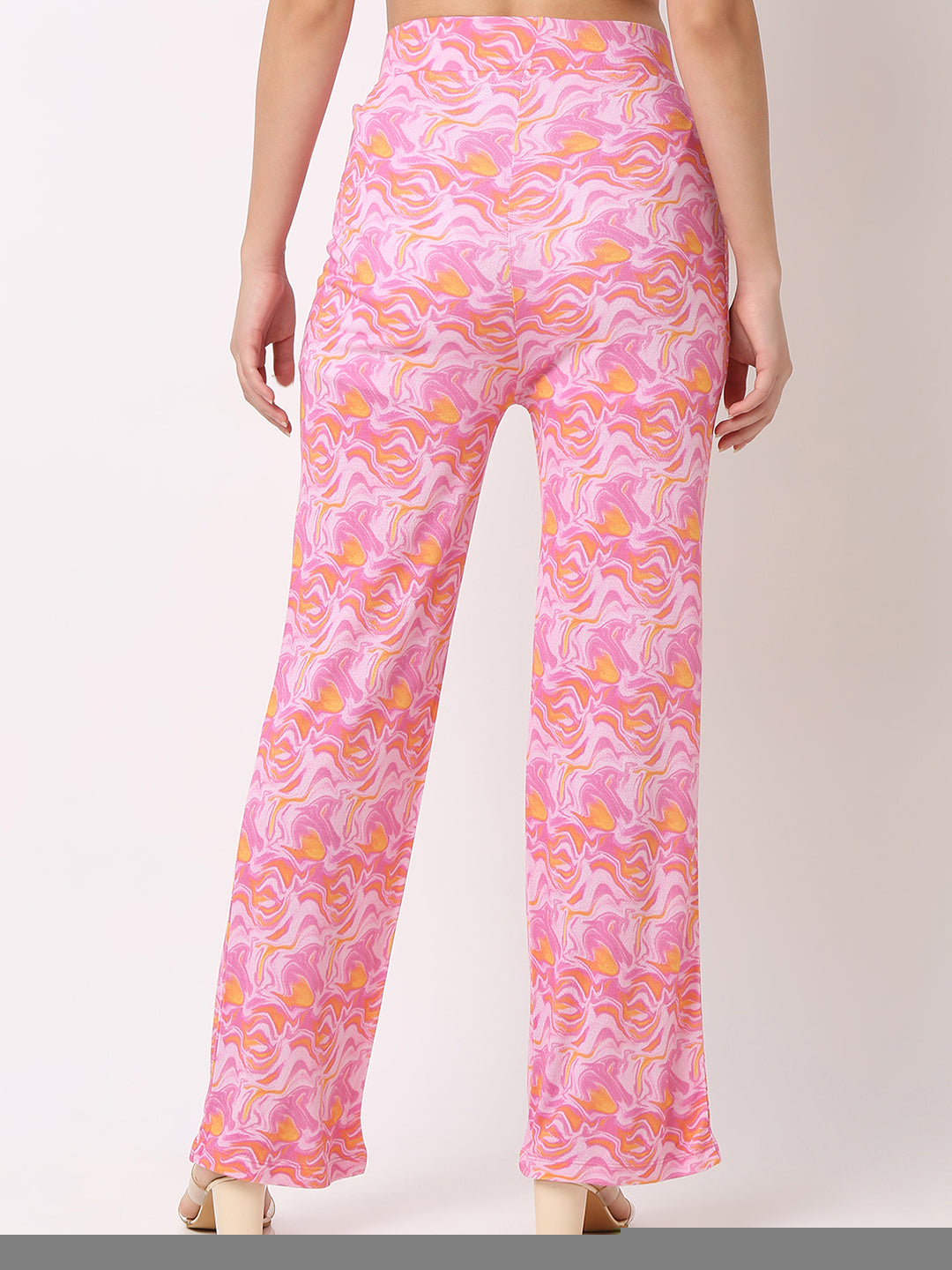 Women Trouser Tapered Leg Pink High Rise