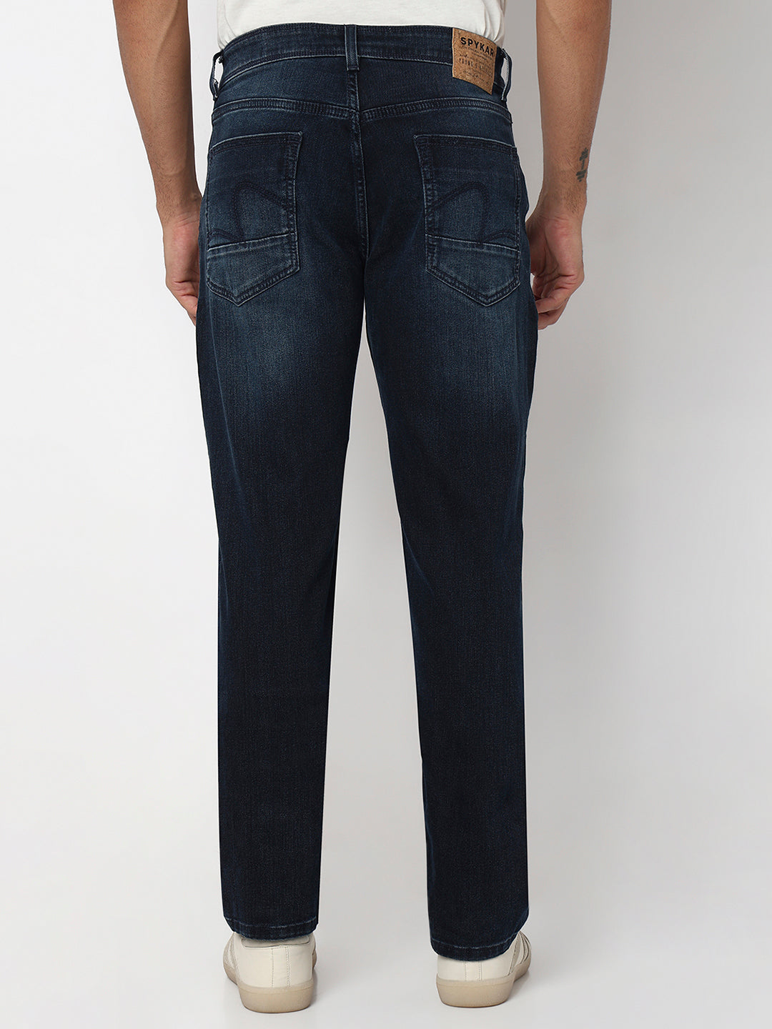 Spykar Dark Blue Mid Rise Comfort Fit Casual Jeans For Men