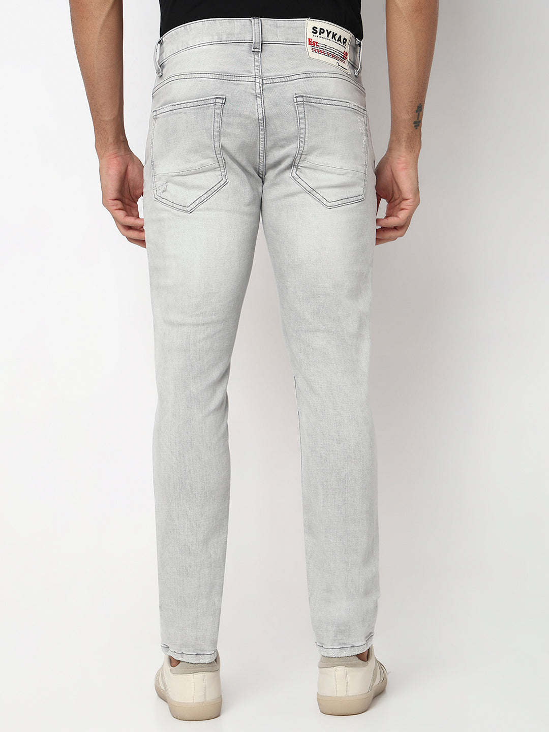 Spykar Light Grey Low Rise Slim Fit Casual Jeans For Men