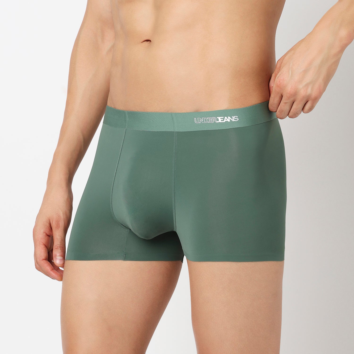 Underjeans Green Nylon Blend Trunk