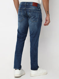 Men Jeans Regular Fit Dark Blue Mid Rise