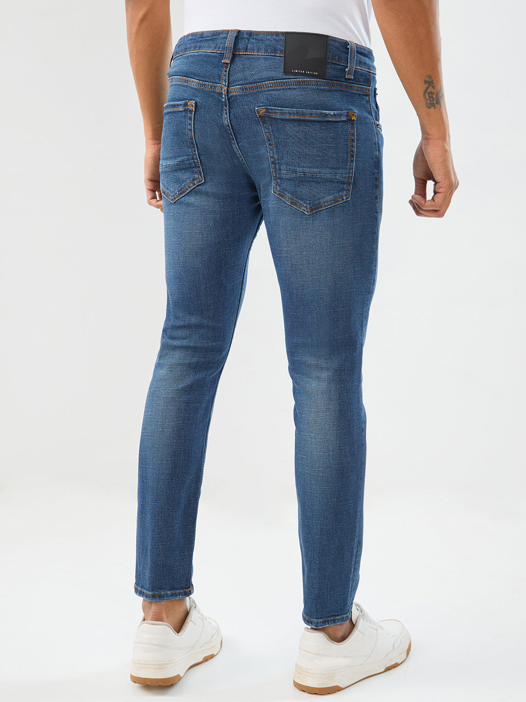 Spykar Dark Blue Slim Fit Mid Rise Jeans For Men