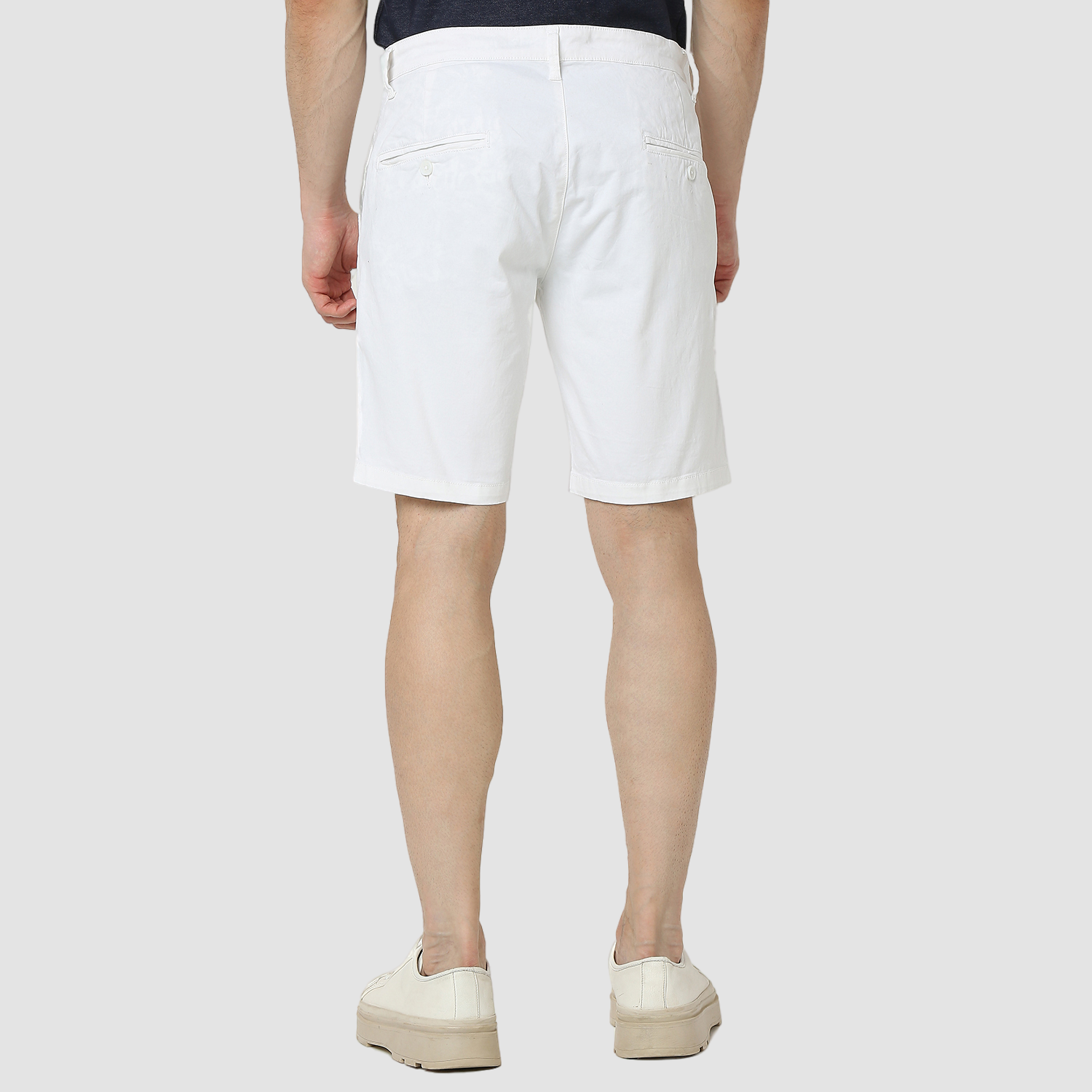 Spykar White Mid Rise Straight Fit Casual Shorts For Men