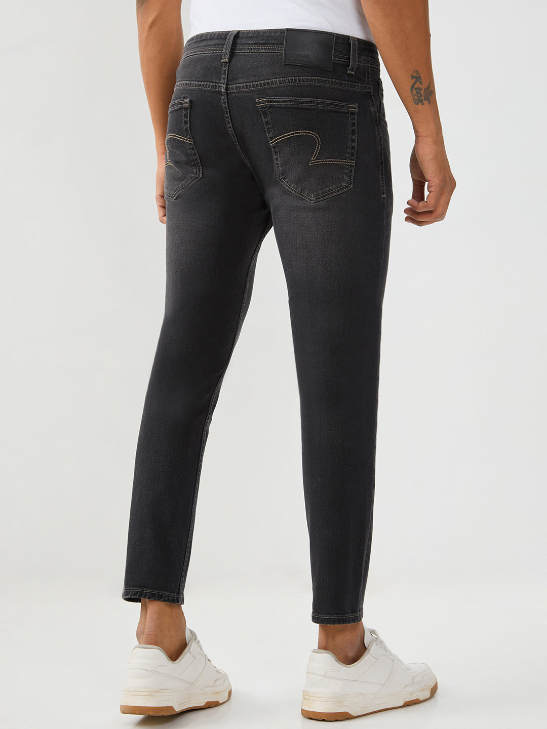 Men Kano Jeans Slim Fit Charcoal Black Mid Rise