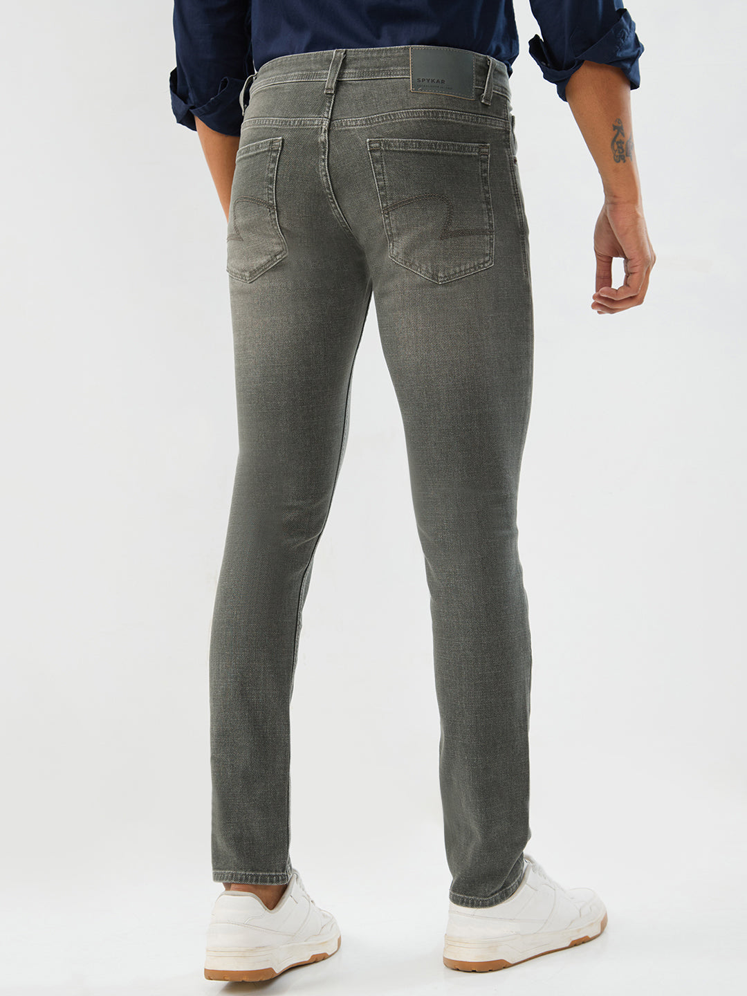 Men Kano Jeans Slim Fit Olive Green Low Rise