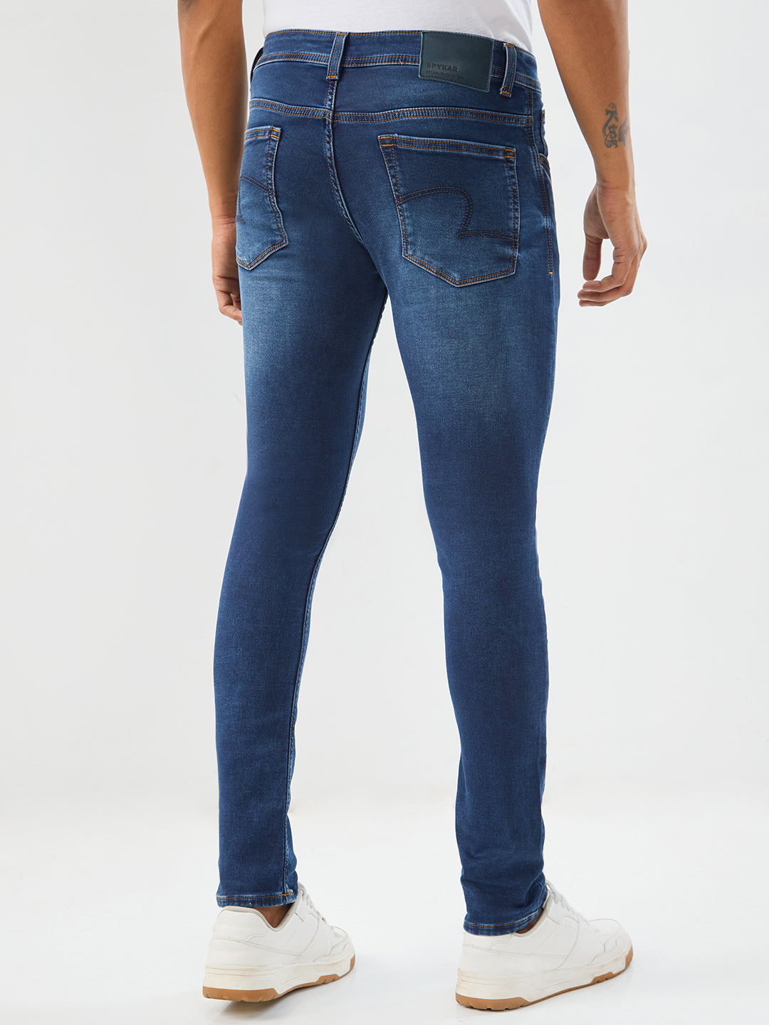 Spykar Dark Blue Slim Fit Low Rise Jeans For Men