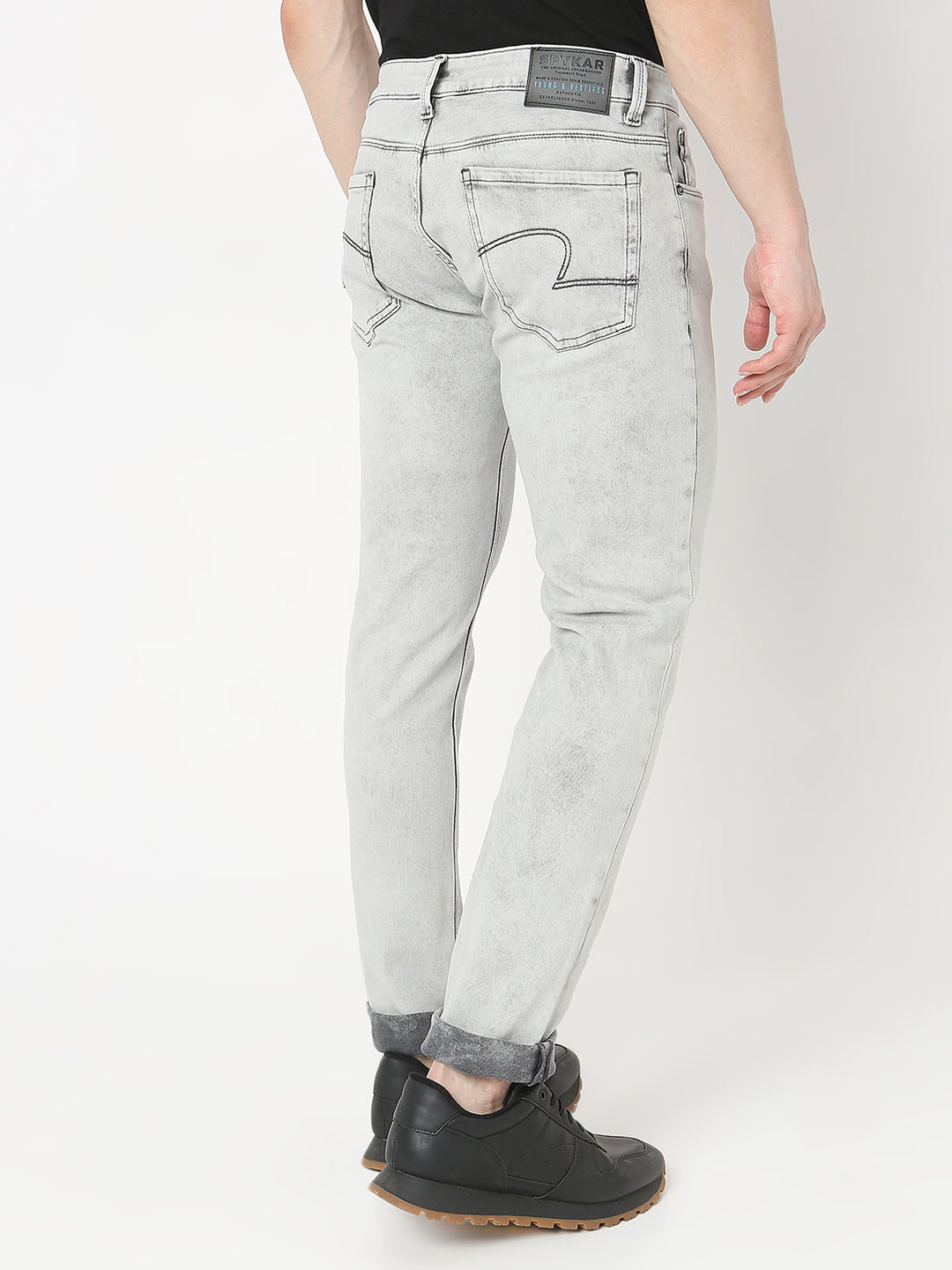 Spykar Mid Rise Regular Fit Light Grey Jeans for Women