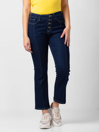 Women Elissa Jeans Boot Cut Fit Dark Blue High Rise