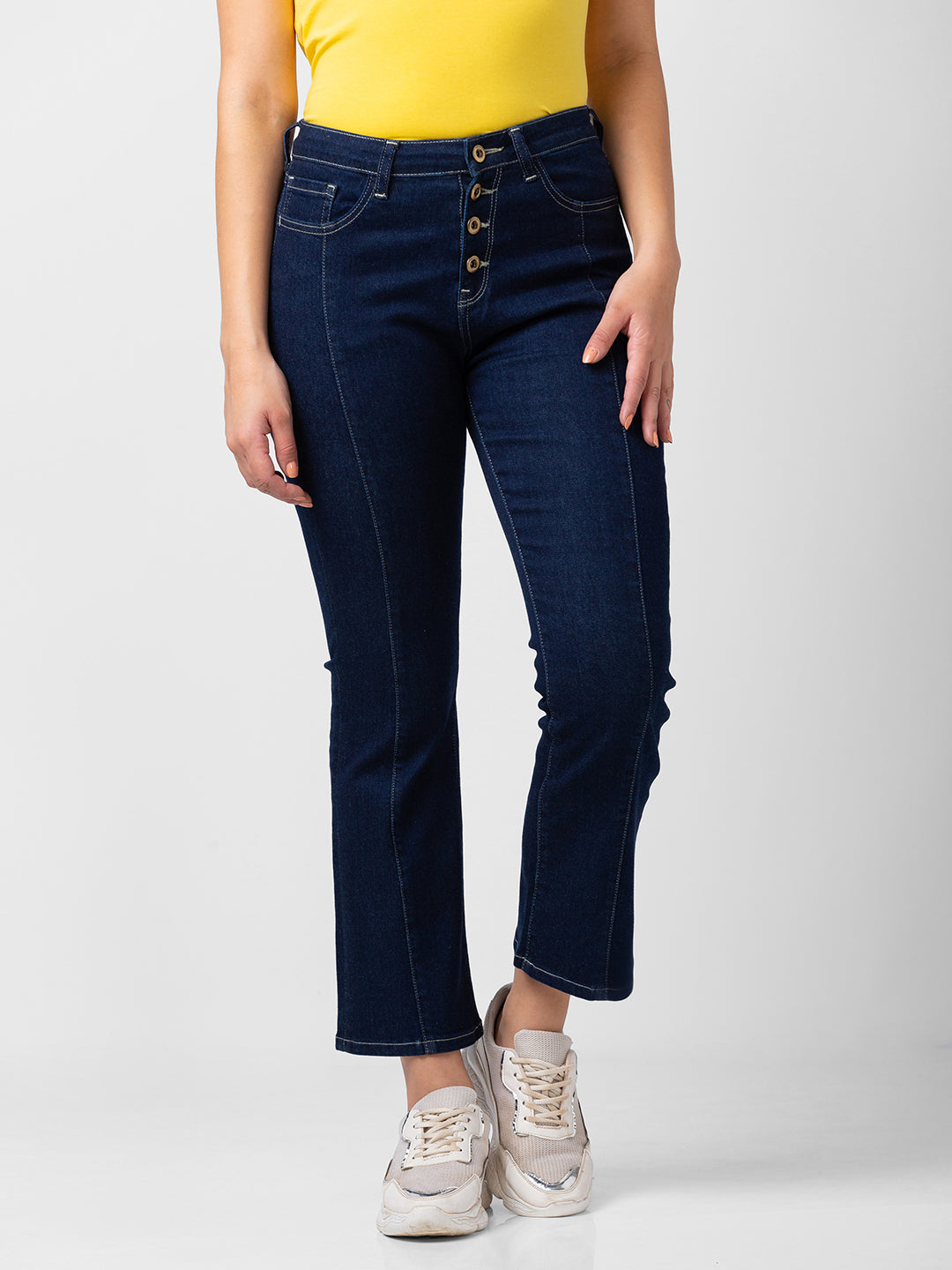 Women Elissa Jeans Boot Cut Fit Dark Blue High Rise