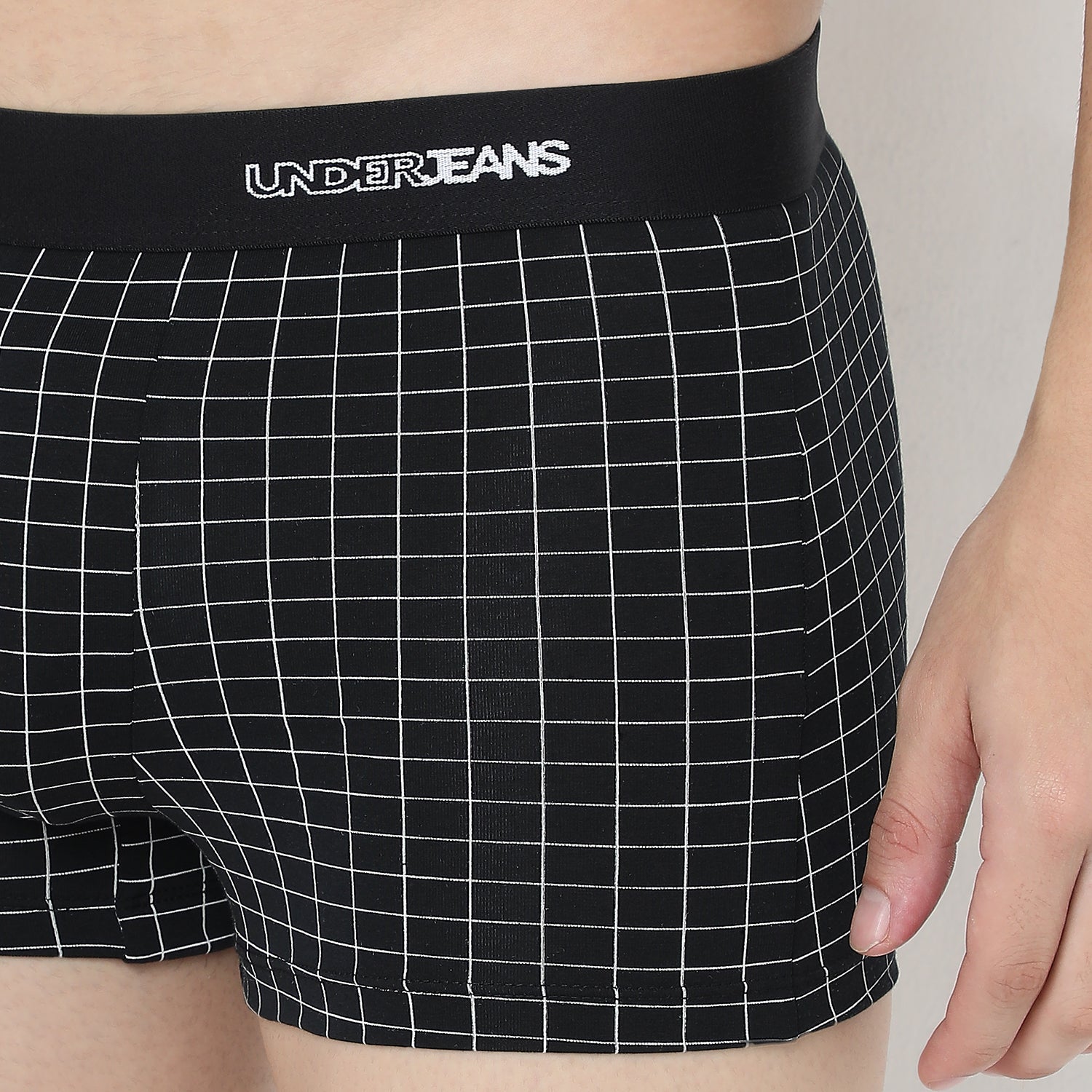 UnderJeans by Spykar Men Basic Dark Grey Checks Ultrasoft Trunks