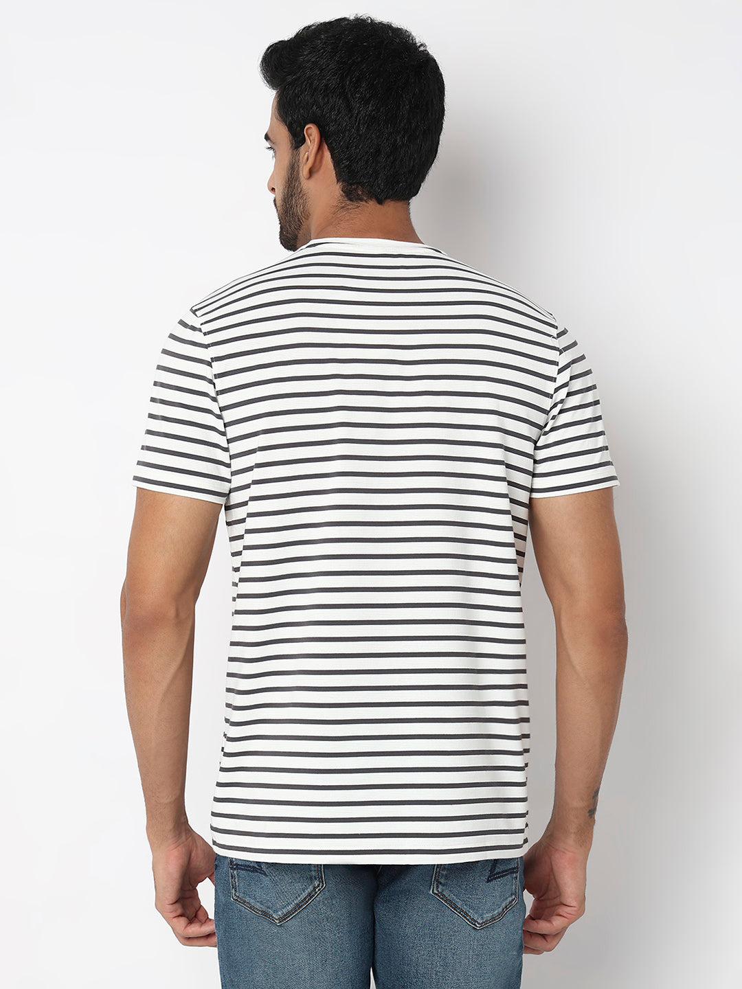 Spykar Grey Slim Fit Casual T-Shirts For Men