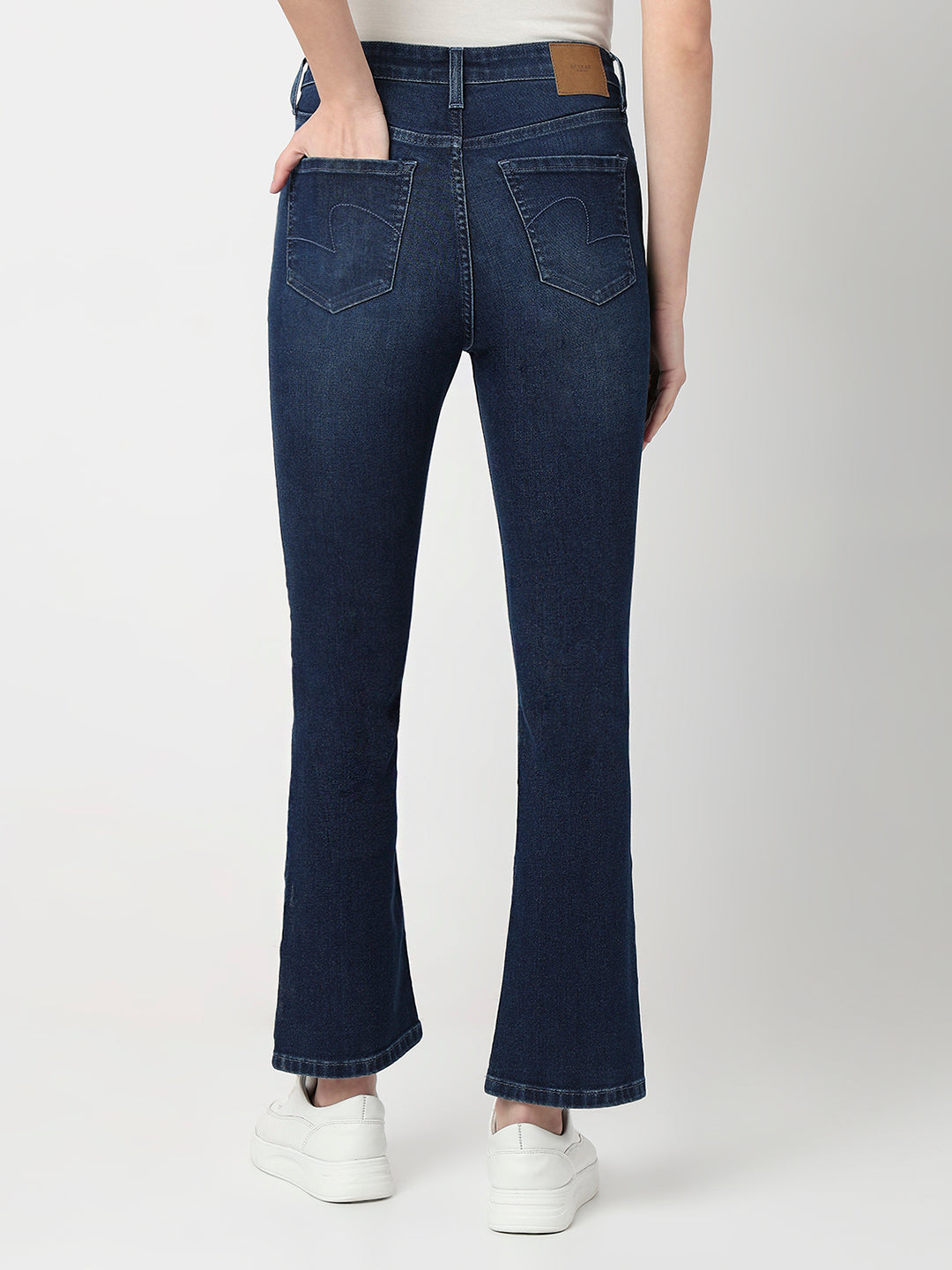 Spykar Dark Blue High Rise Boot Cut Fit Casual Jeans For Women