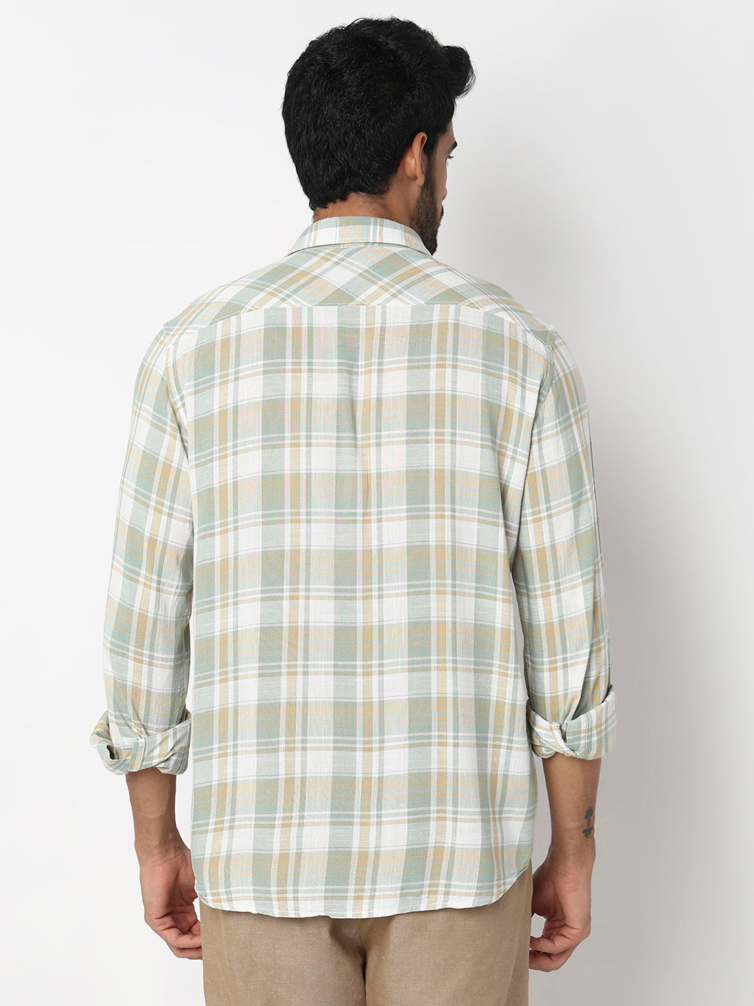 Spykar Granite Green Slim Fit Casual Shirts For Men