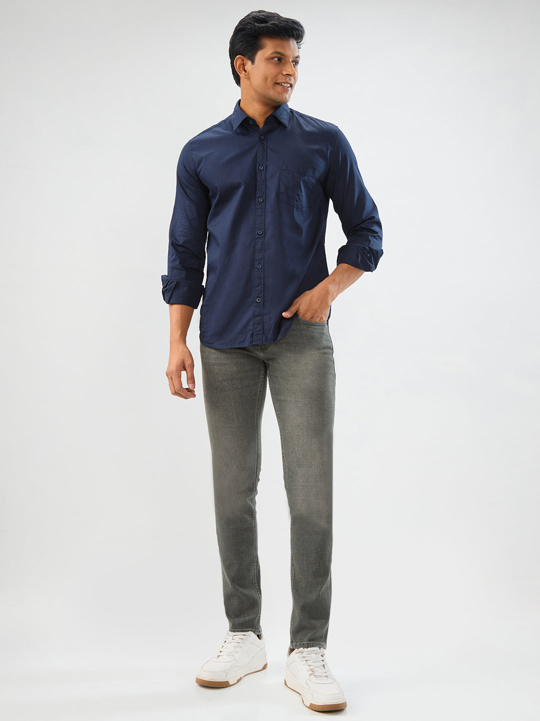 Men Kano Jeans Slim Fit Olive Green Low Rise