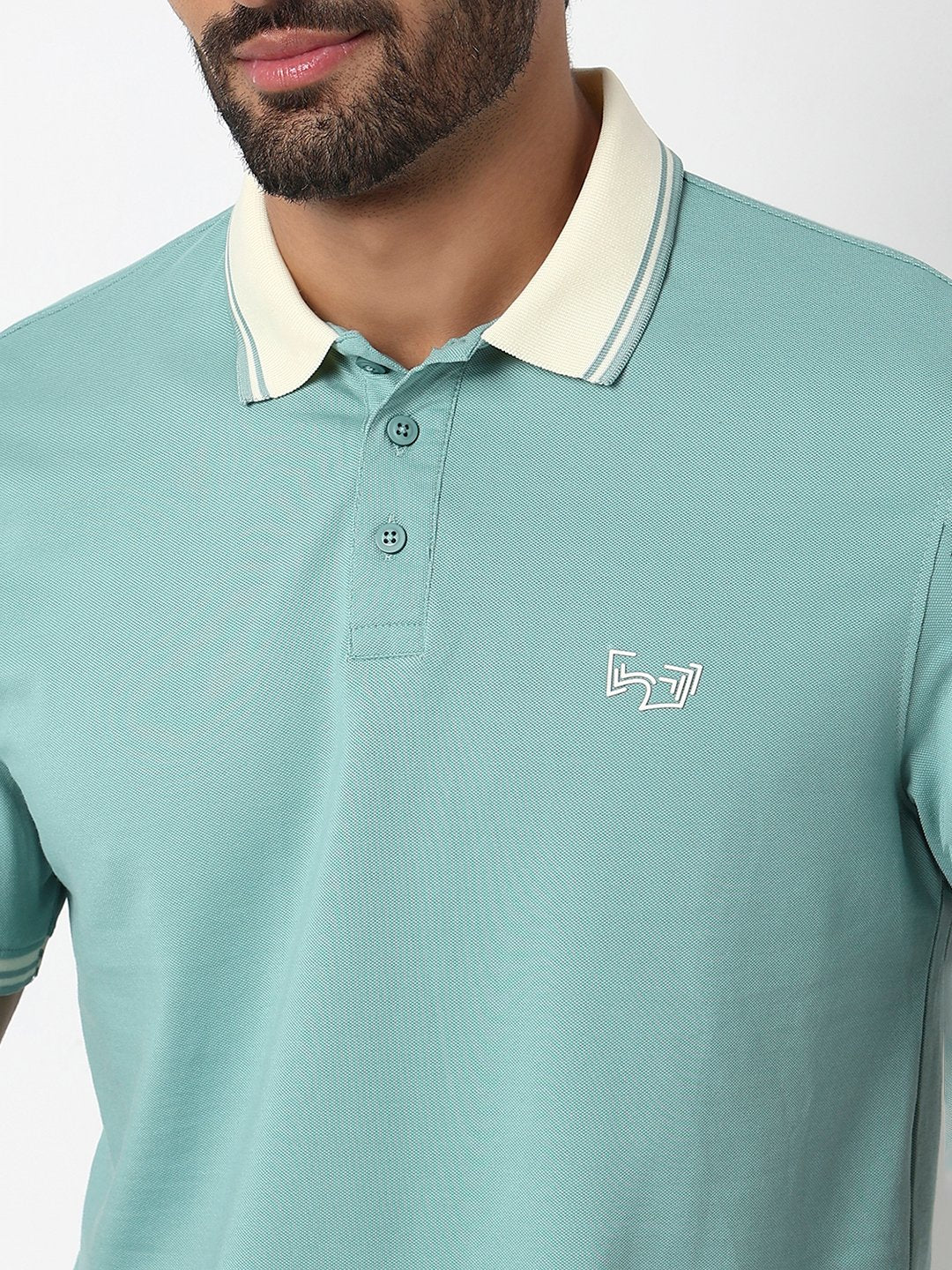 Spykar Sea Blue Slim Fit Casual T-Shirts For Men