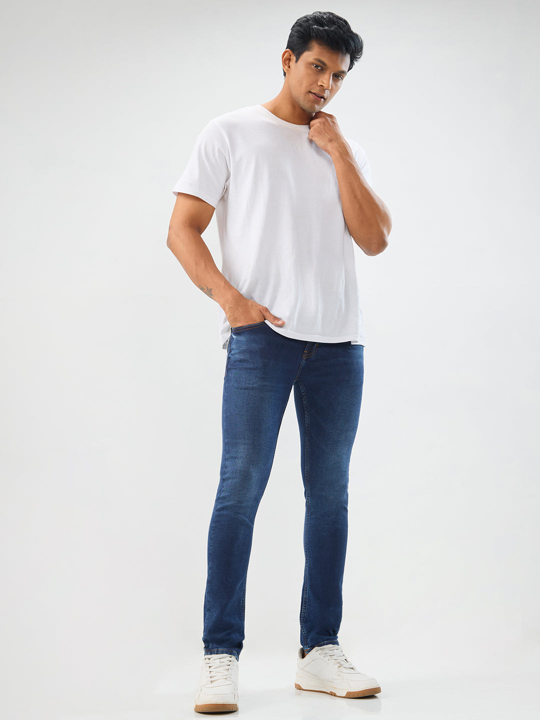 Spykar Dark Blue Slim Fit Low Rise Jeans For Men