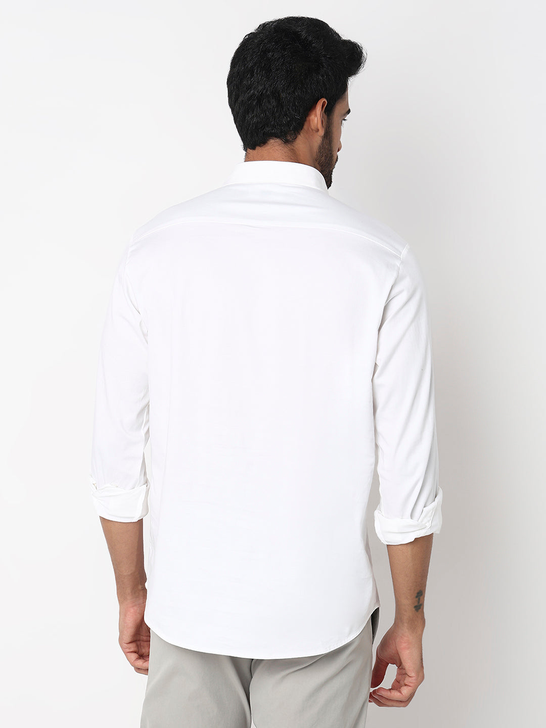 Spykar White Slim Fit Casual Shirts For Men