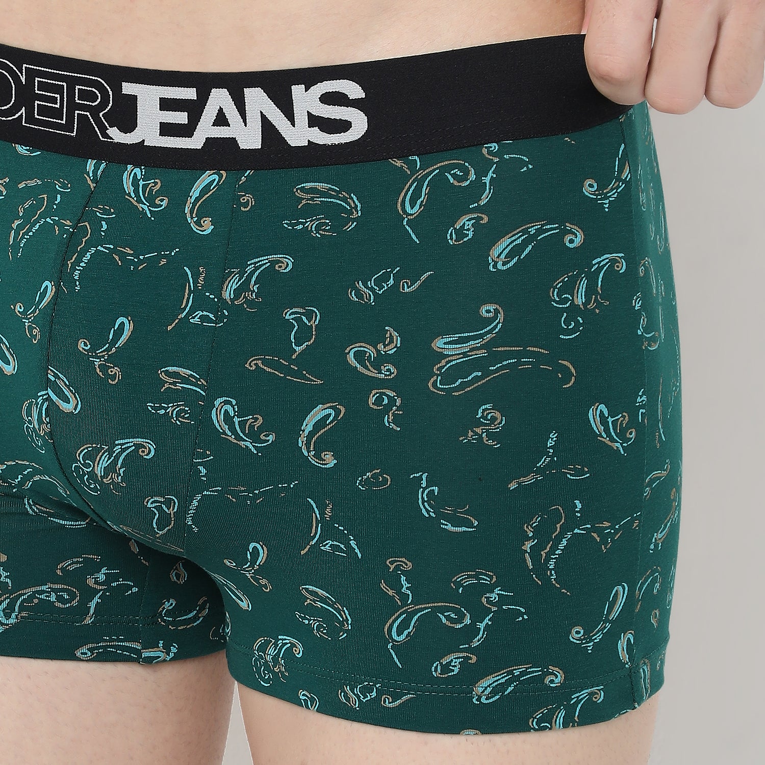 UnderJeans by Spykar Men Basic Bottle Green Ultrasoft Trunks