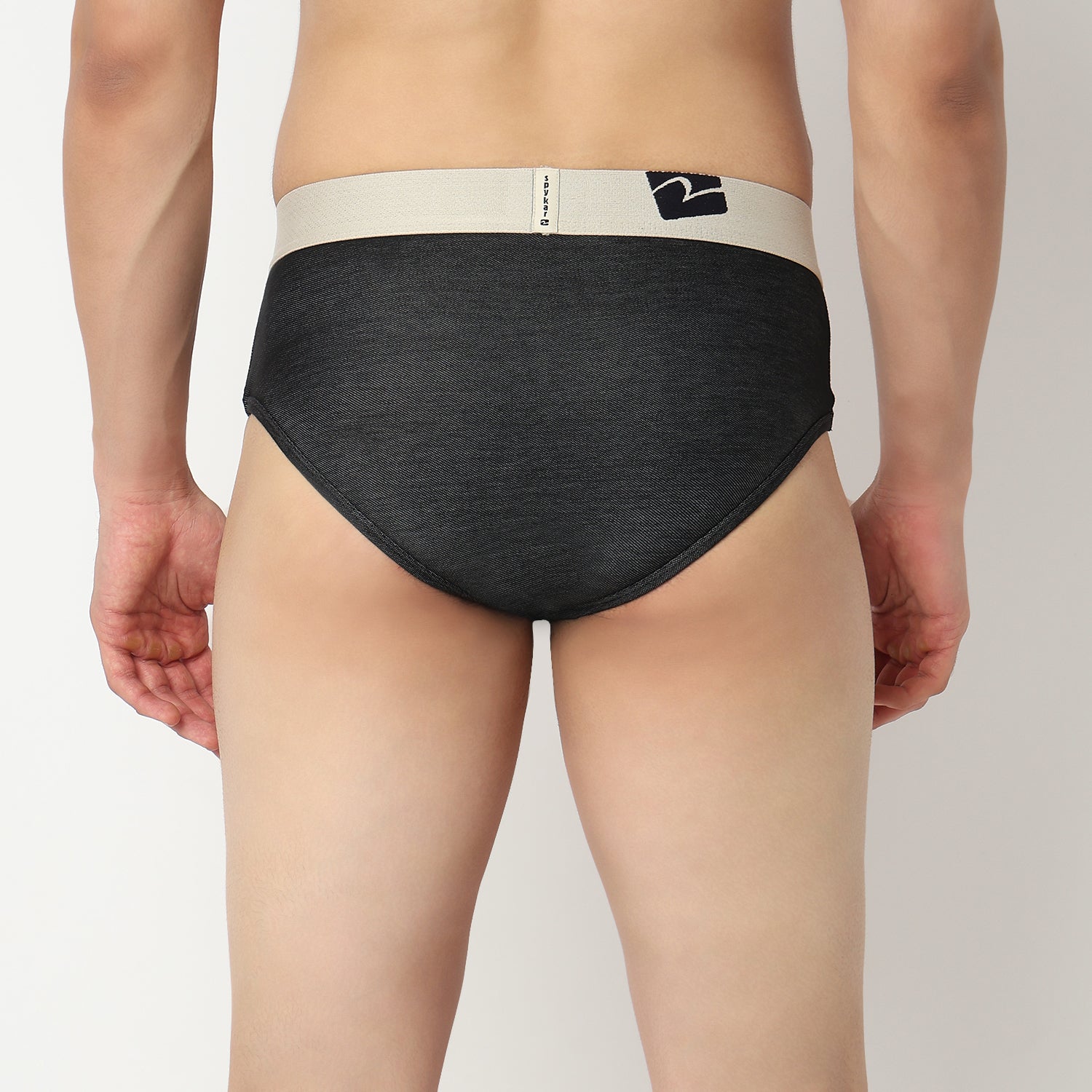 Underjeans by Spykar Men Dark Denim Black Regular Fit Ultrasoft Briefs