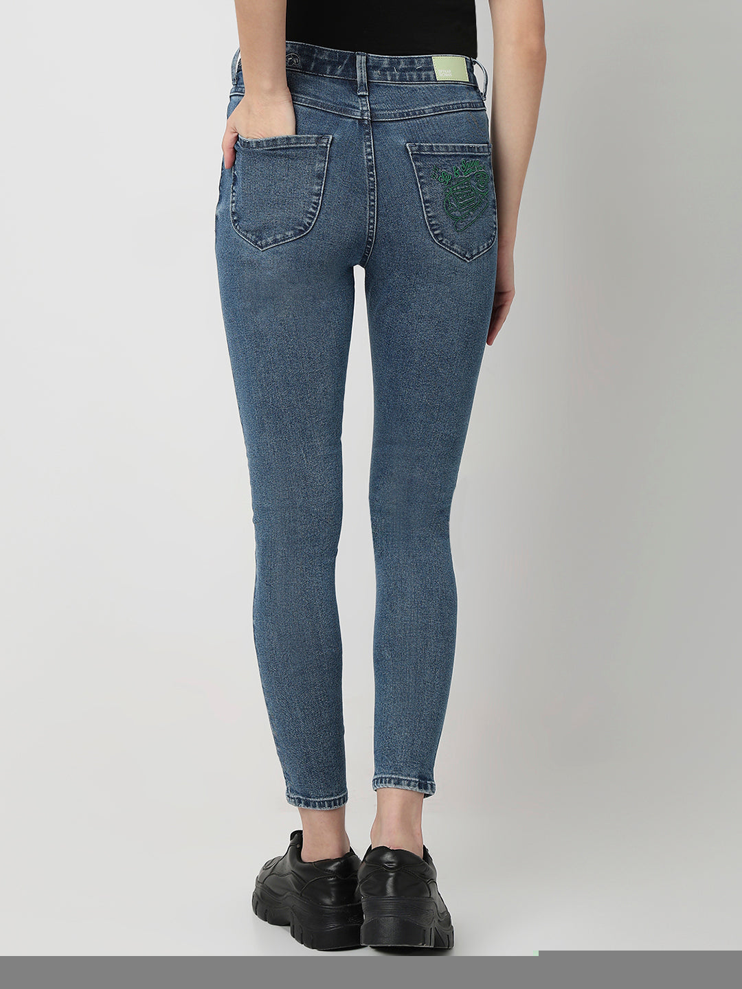 Spykar Mid Blue High Rise Super Skinny Fit Casual Jeans For Women