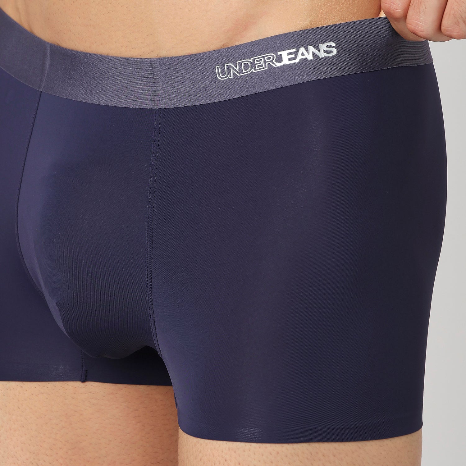 Underjeans Navy Nylon Blend Trunk