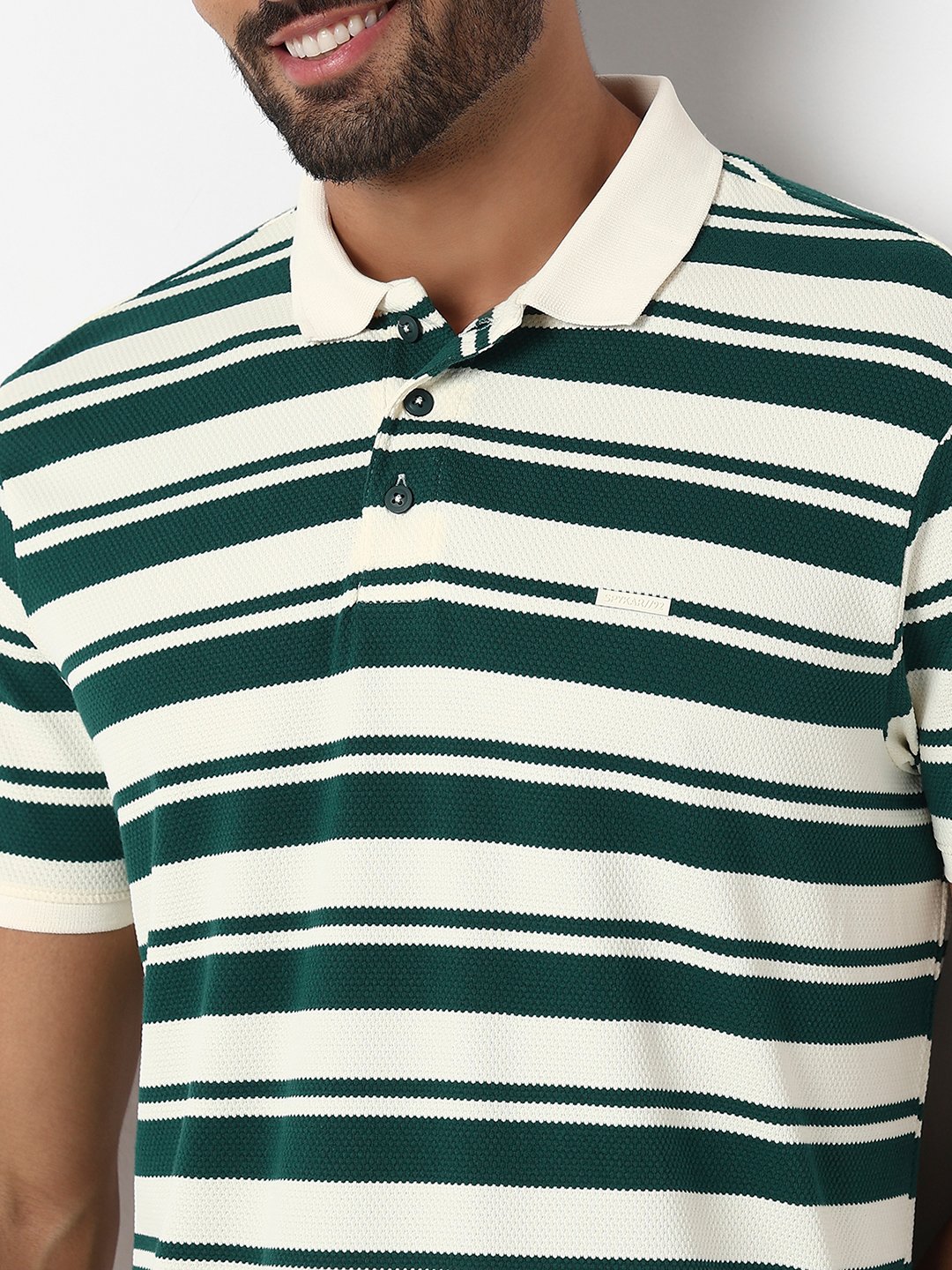 Spykar Botanical Green Slim Fit Casual T-Shirts For Men