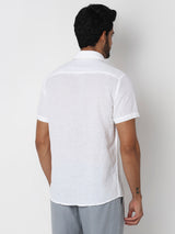 Men White Slim Fit Casual Shirt