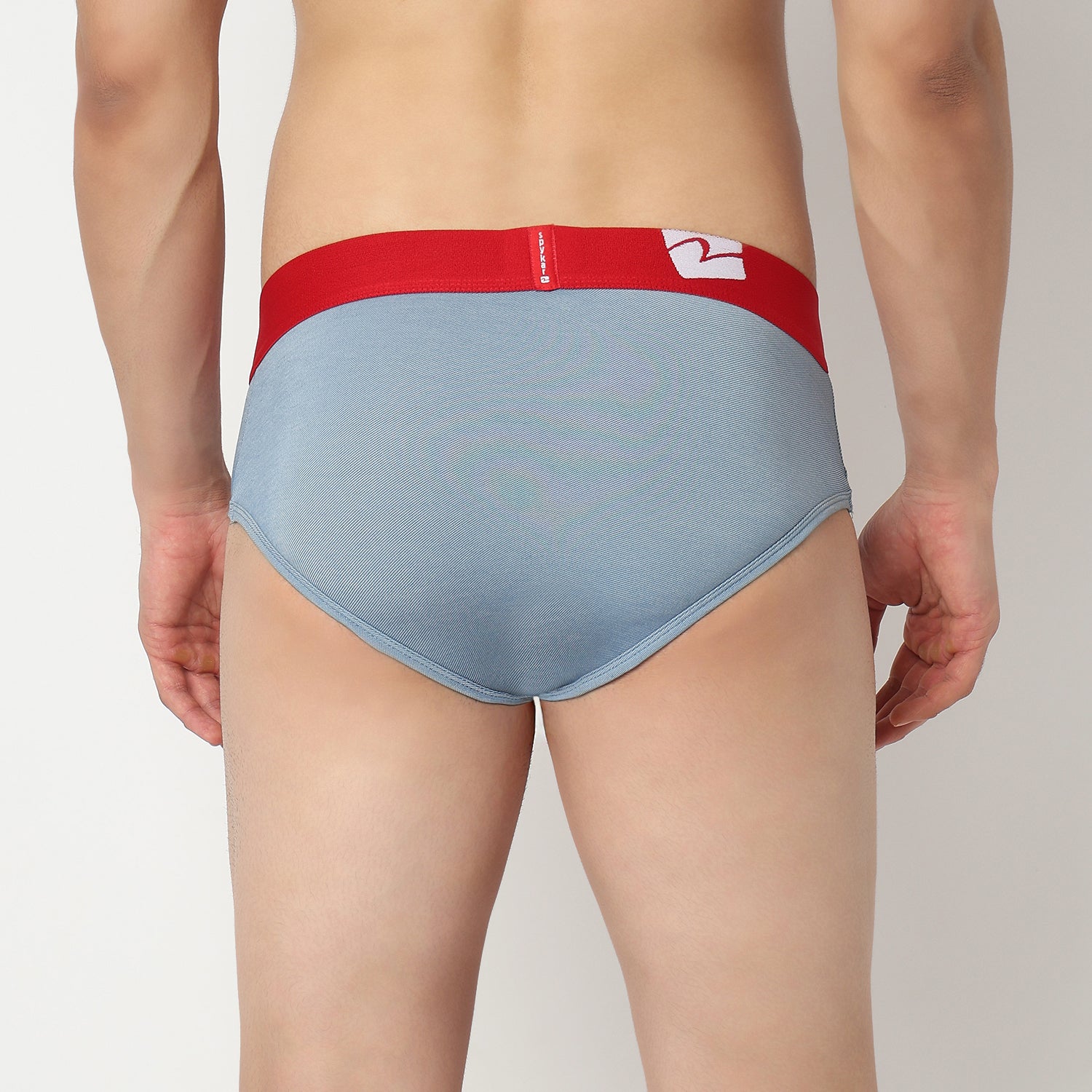 Underjeans by Spykar Men Red Mid Denim Blue Regular Fit Ultrasoft Briefs