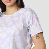 Women T-Shirt Blue Boxy Fit