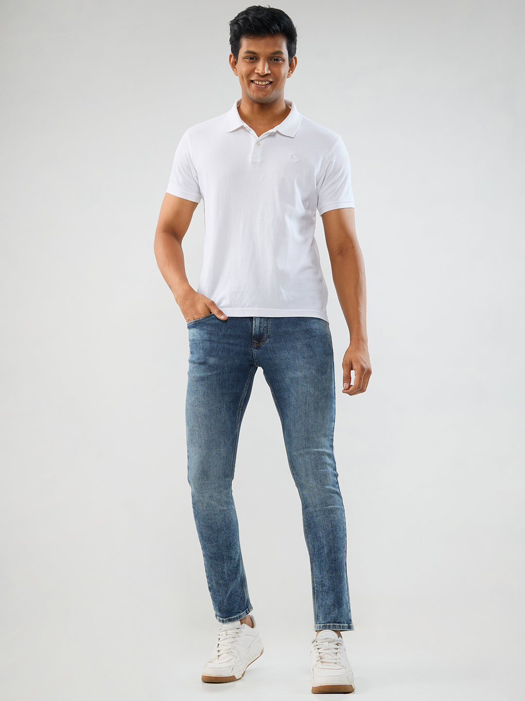 Men Diego Jeans Super Slim Fit Mid Blue Low Rise