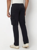 Men Trouser Regular Fit Blue Mid Rise