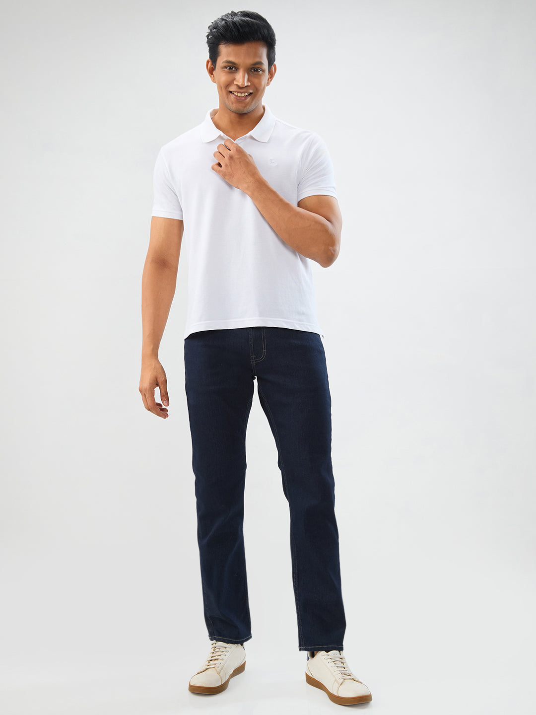 Men Jeans Comfort Fit Raw Blue Mid Rise