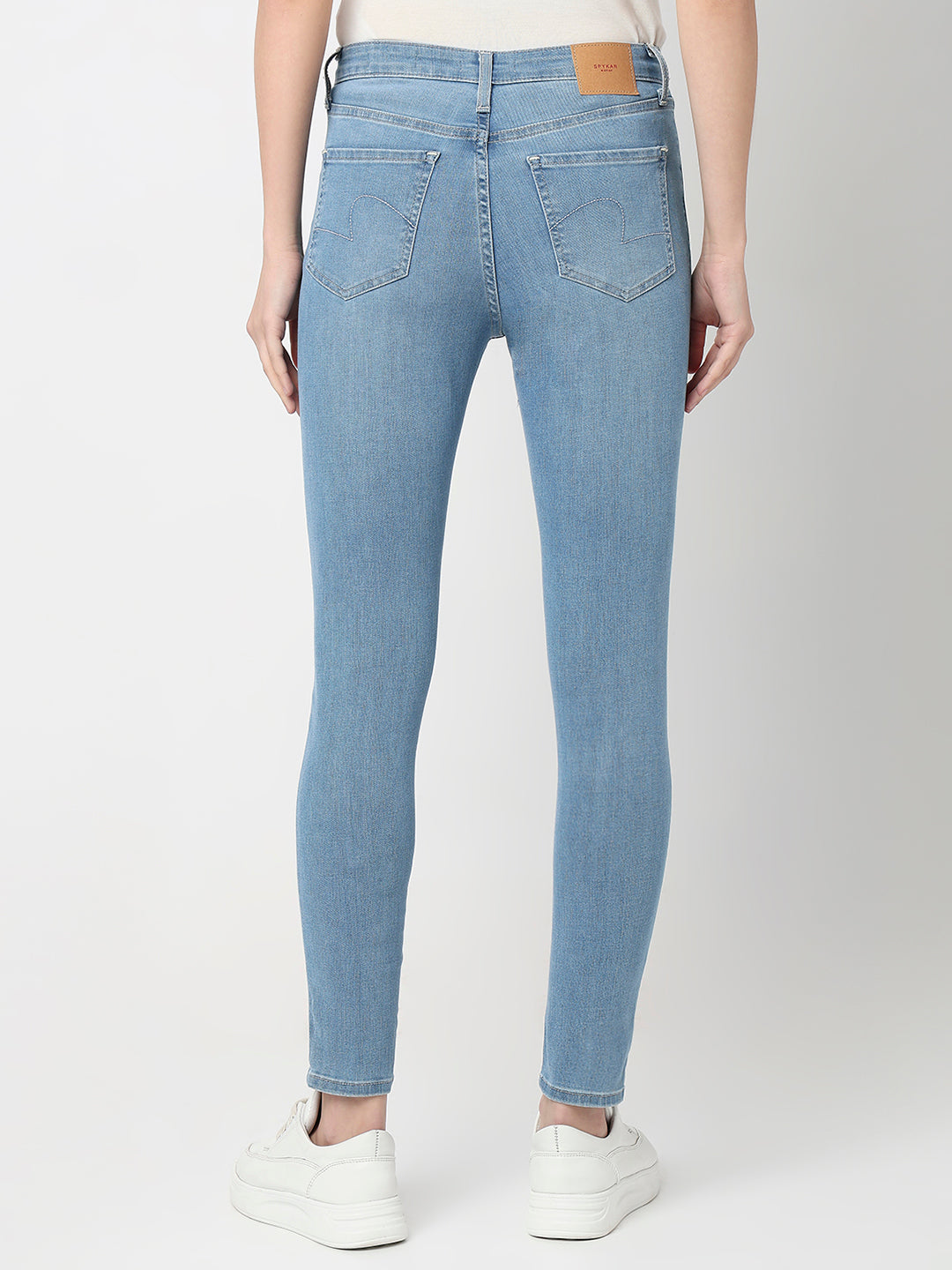 Spykar Light Blue High Rise Super Skinny Fit Casual Jeans For Women