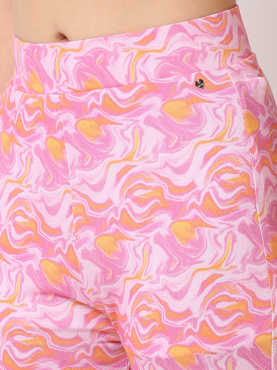 Women Trouser Tapered Leg Pink High Rise