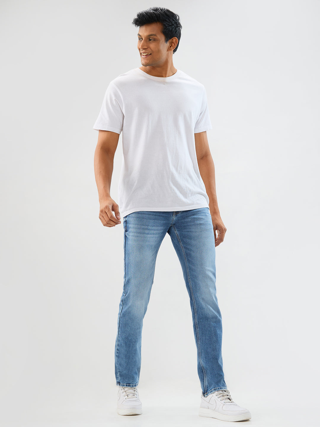 Spykar Light Blue Regular Fit Mid Rise Jeans For Men