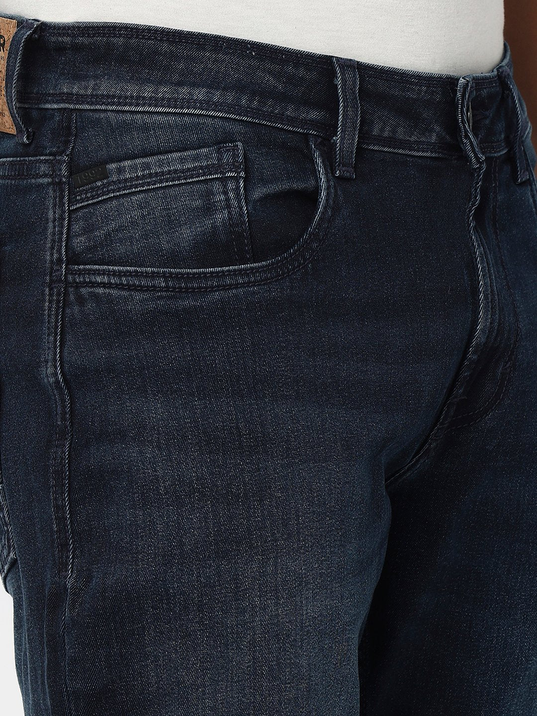 Spykar Dark Blue Mid Rise Comfort Fit Casual Jeans For Men