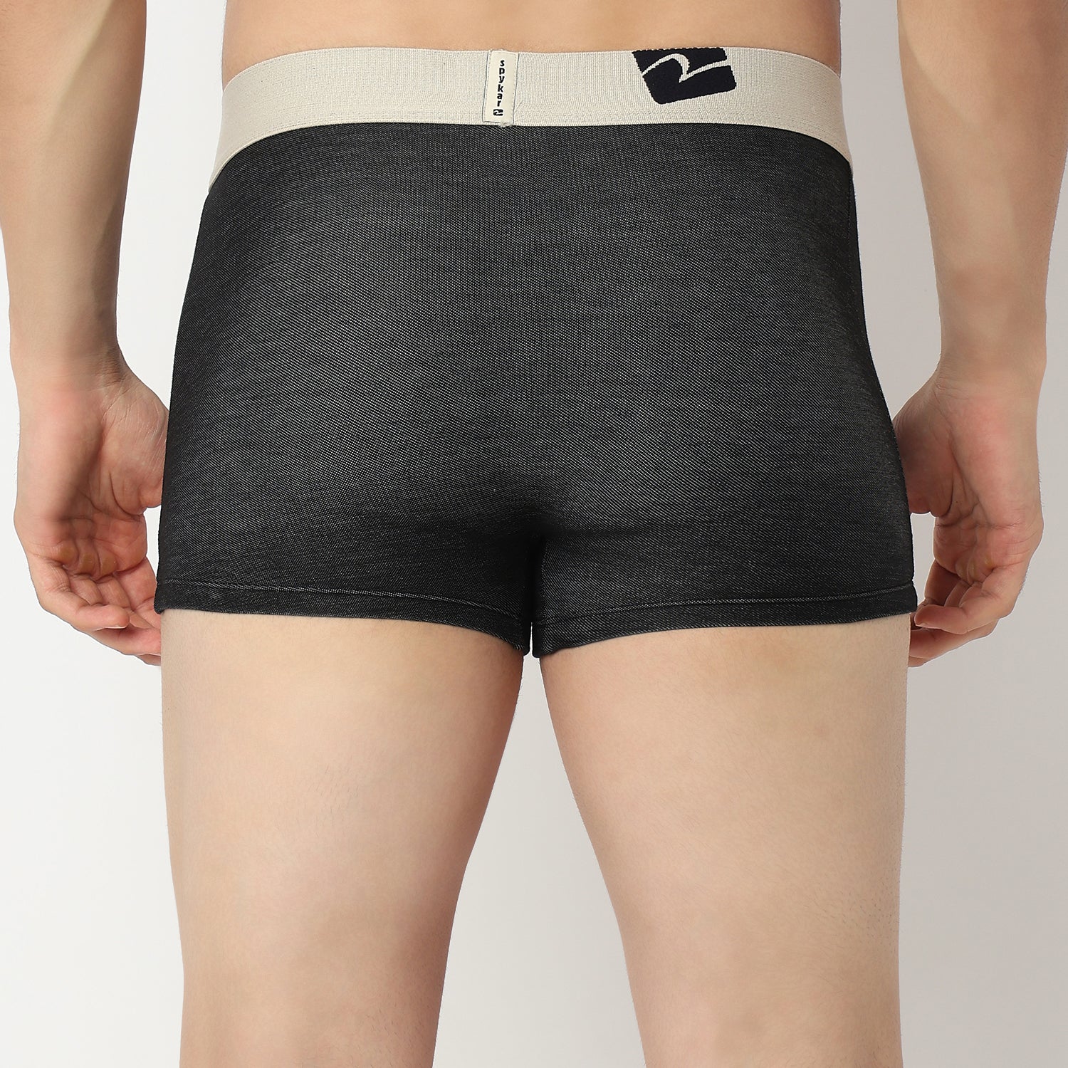 Underjeans by Spykar Men Dark Denim Black Regular Fit Ultrasoft Trunks
