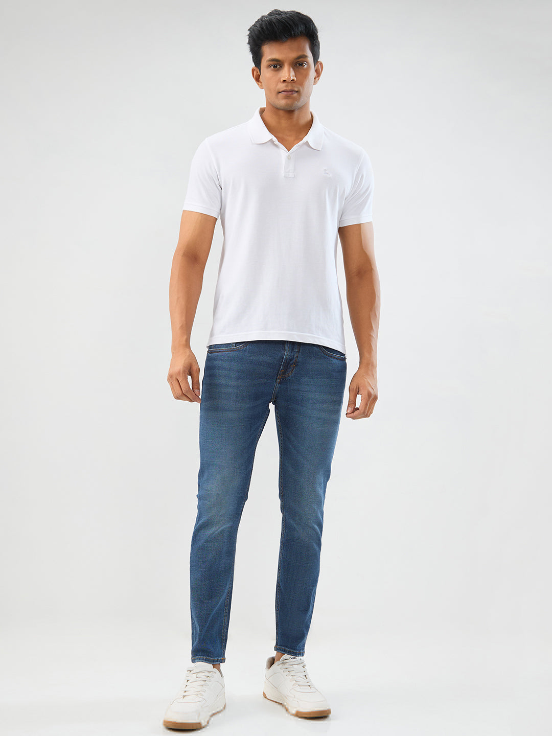 Spykar Dark Blue Slim Fit Mid Rise Jeans For Men