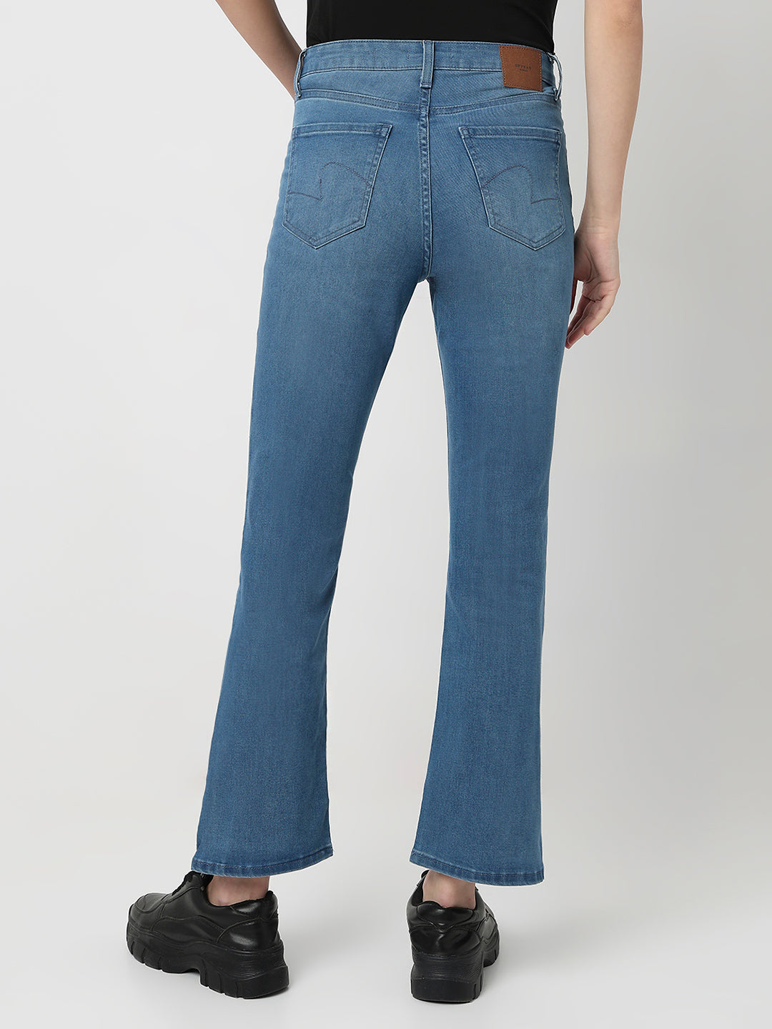 Spykar Mid Blue High Rise Boot Cut Fit Casual Jeans For Women