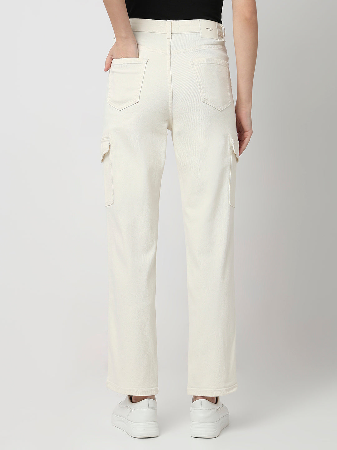 Spykar Ecru High Rise Straight Fit Casual Jeans For Women