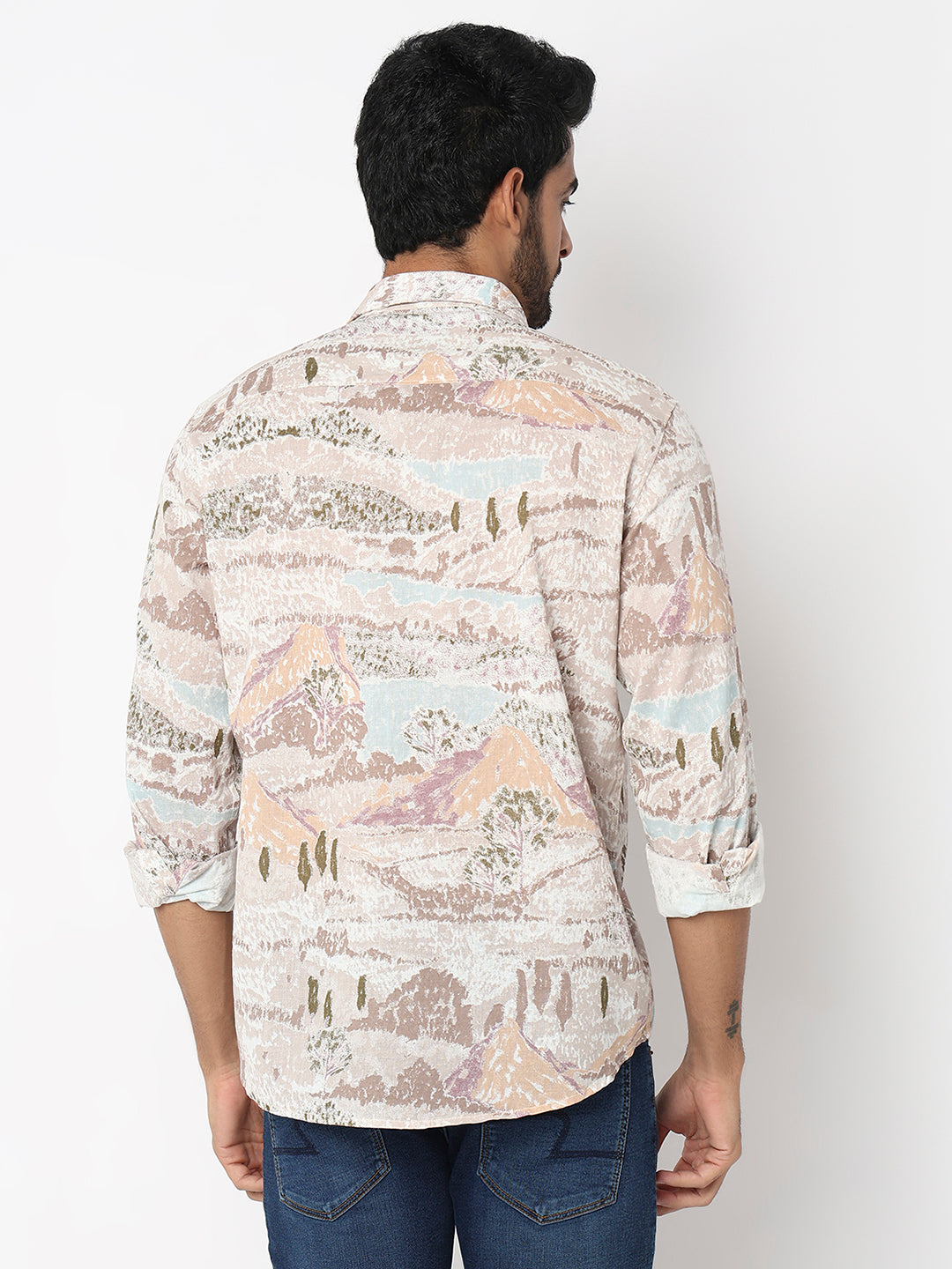 Spykar Taupe Beige Slim Fit Casual Shirts For Men