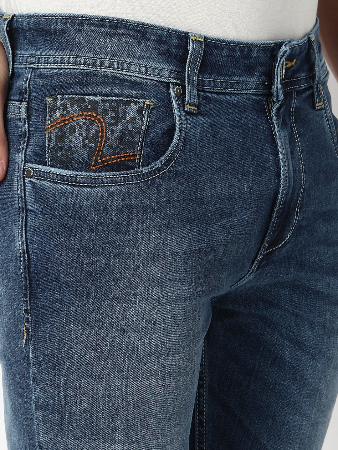 Men Jeans Comfort Fit Blue Mid Rise