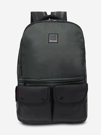 Unisex Black & Olive Polyester Backpack