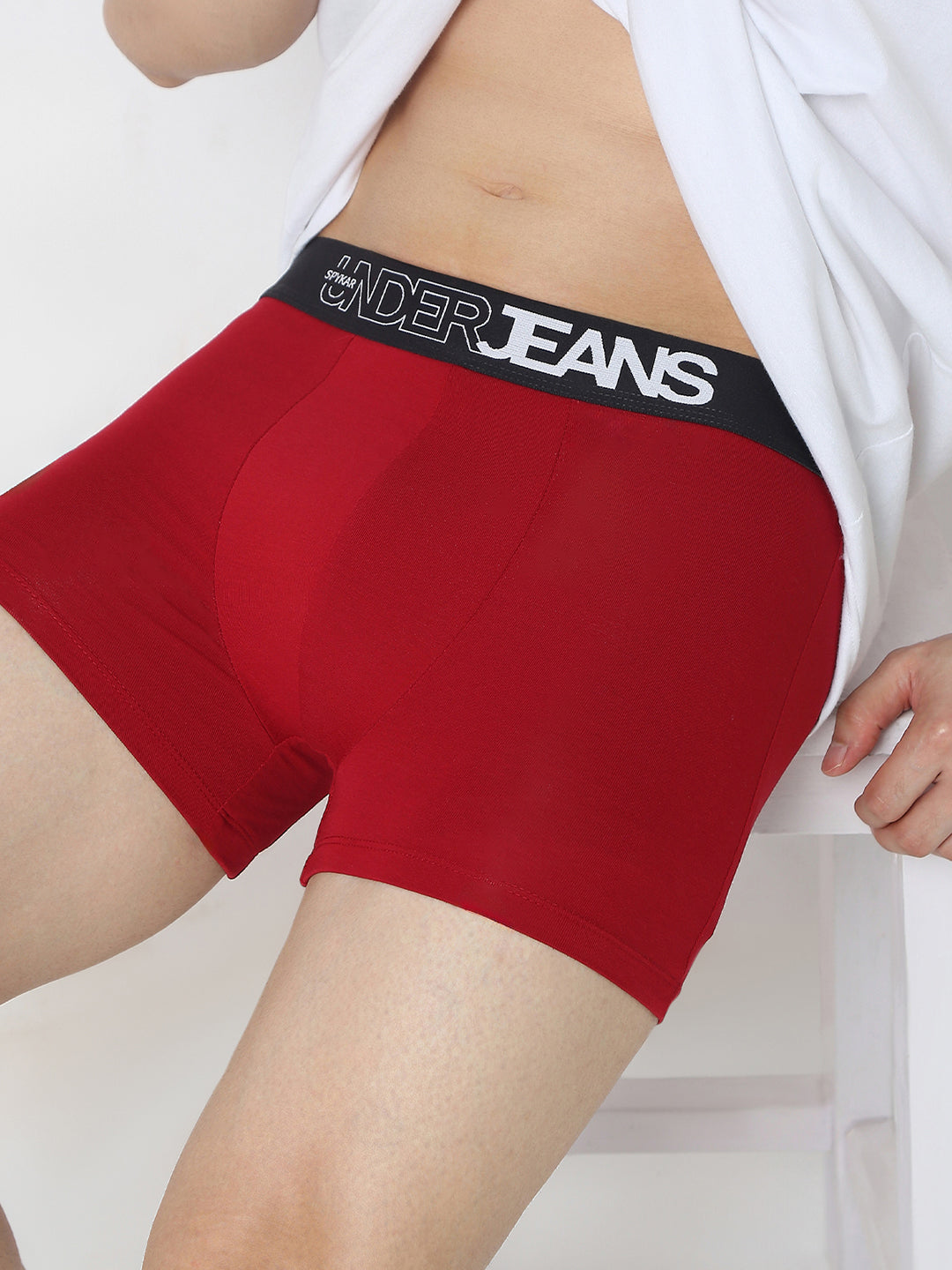 Underjeans Pack Of 2 Black & Maroon Trunk
