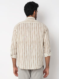 Men Light Fawn Slim Fit Casual Shirt